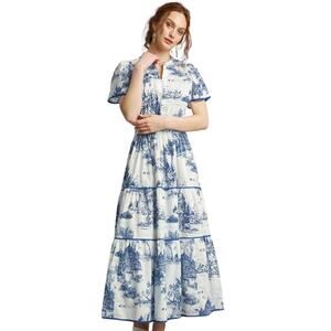 Umgee Scenic Toile Smocked Waist Maxi Dress